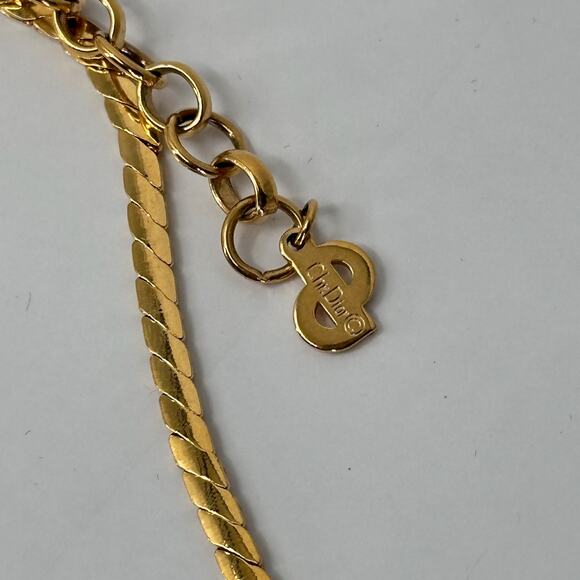 Christian Dior Vintage 1970s Oval White Pearl Black Enamel Crystals Necklace - Picture 6 of 7